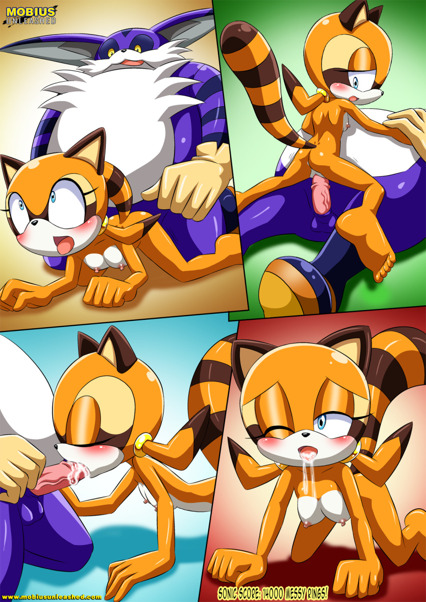 1girl bbmbbf big_the_cat furry m.e.s.s._3 marine_the_raccoon mobius_unleashed palcomix sega sonic_(series) sonic_the_hedgehog_(series) tagme