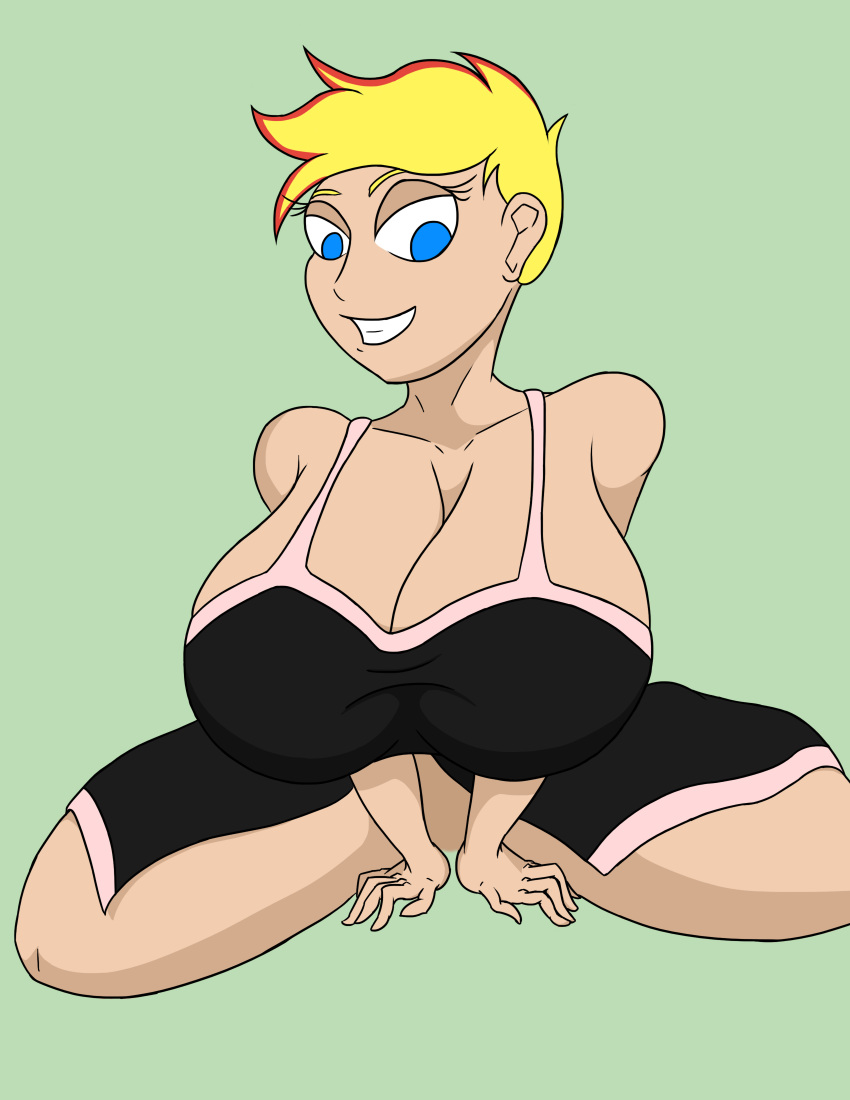 1girl big_breasts breasts cleavage female_only genderswap huge_breasts jenny_test johnny_test johnny_test_(character) massive_breasts nightgown solo_female tomkat96