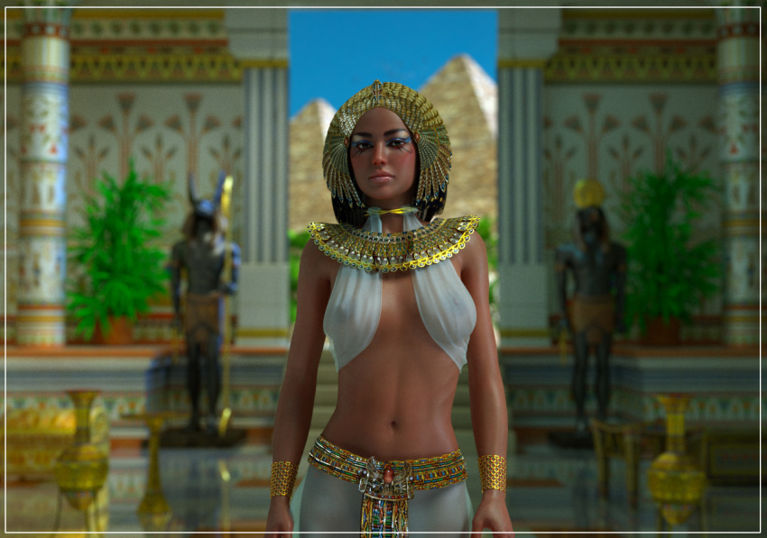1girl 3d big_nipples breasts conceptioneer_(artist) egypt navel nipples