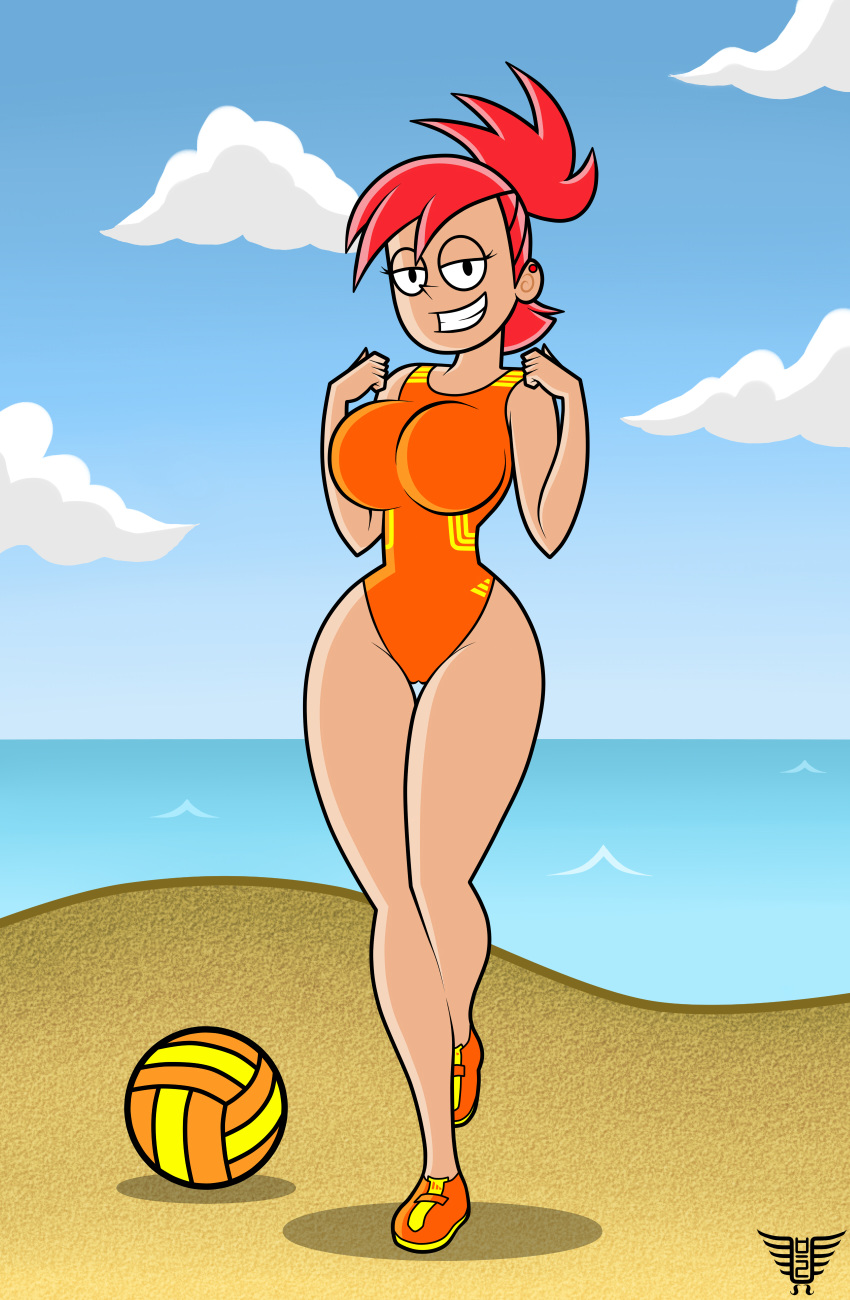 big_breasts breasts foster's_home_for_imaginary_friends frankie_foster one-piece_swimsuit swimsuit