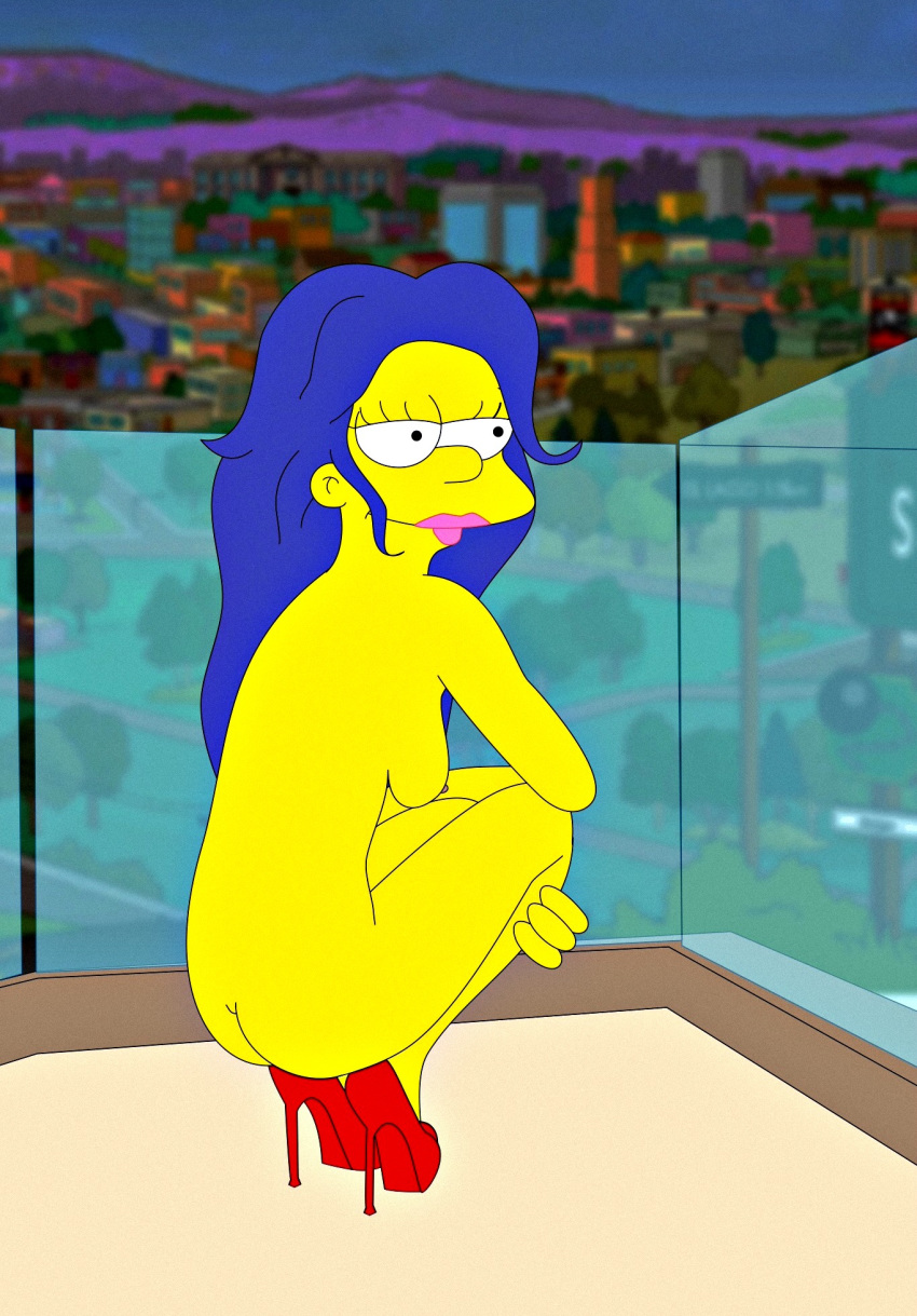 ass breasts marge_simpson nude shoes the_simpsons yellow_skin