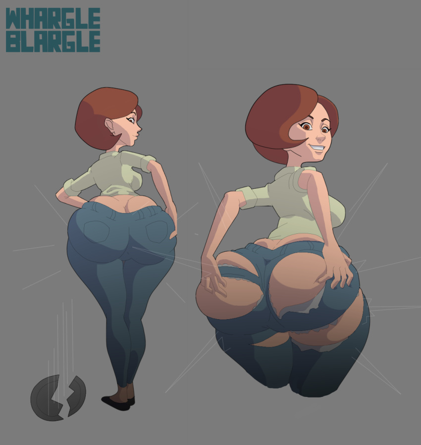 ass ass_expansion big_ass big_breasts breasts disney helen_parr the_incredibles torn_clothes whargleblargle
