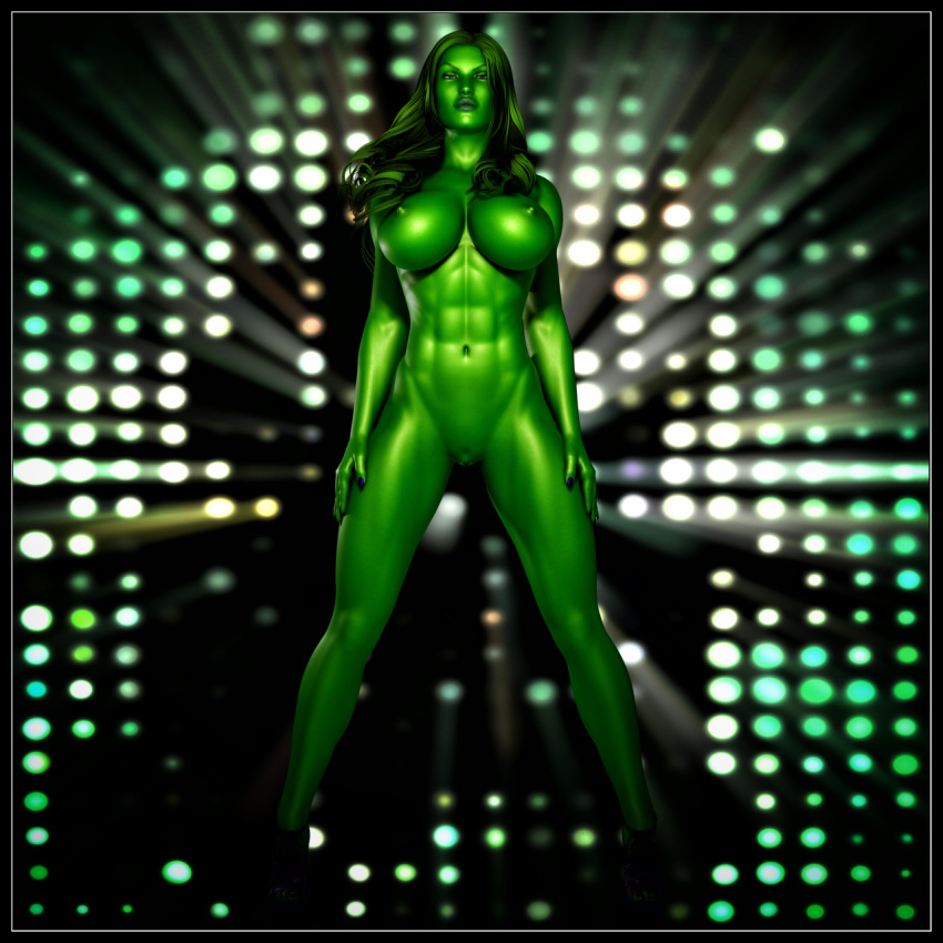 3d avengers big_breasts breasts exgemini green_hair green_skin hulk_(series) jennifer_walters marvel nipples nude she-hulk