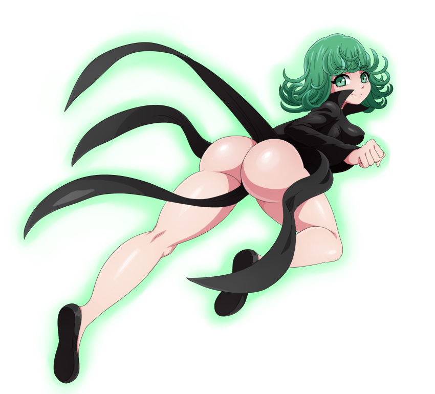 ass breasts bubble_butt cute eyebrows eyelashes female green_eyes green_hair large_ass looking_at_viewer looking_back one-punch_man round_ass short_hair smile sssonic2 tatsumaki