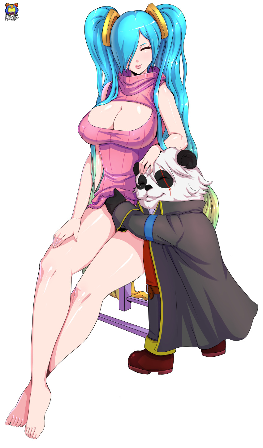 big_breasts breasts cleavage keyhole_sweater kyoffie league_of_legends sona sona_buvelle sweater
