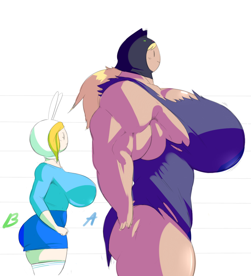 2girls adventure_time big_ass big_breasts blonde_hair breasts bulumble-bee cartoon_network clothed clothing duo female_only fionna_the_human hair huge_breasts multiple_girls muscular_female skirt susan_strong thick_thighs thighs yellow_hair