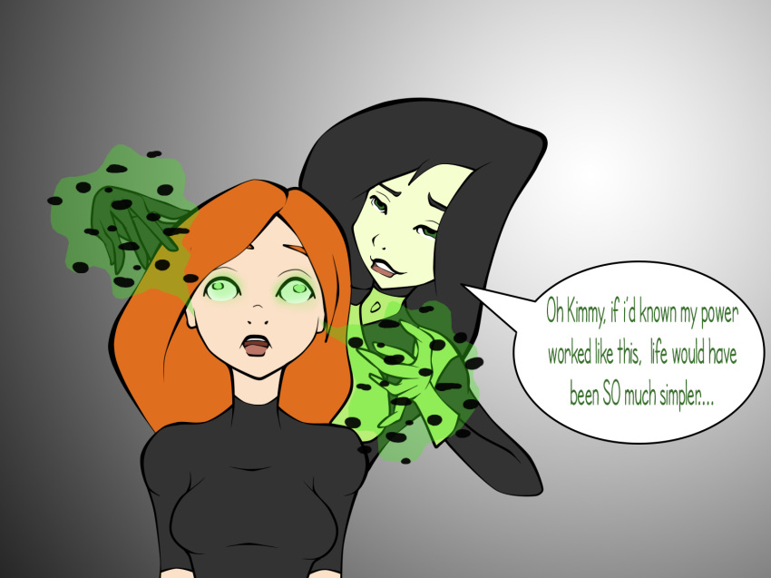 big_breasts bored_as_anything_(artist) breasts disney empty_eyes femdom kim_possible kimberly_ann_possible shego text
