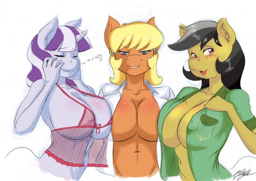 1girl 2016 anthro big_breasts breasts cleavage clothed clothing daring_do earth_pony equine friendship_is_magic furry group horn horse huge_breasts mammal ms_harshwhinny_(mlp) my_little_pony pegasus pony the-unicorn-lord twilight_velvet unicorn wings