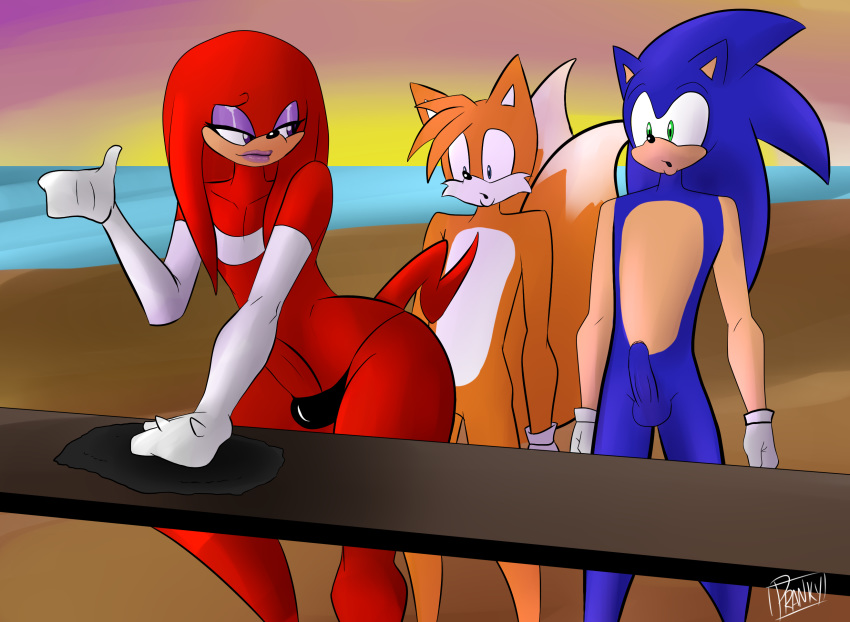 2016 anthro canine echidna eyeshadow femboy fox furry girly hedgehog knuckles_the_echidna makeup male mammal miles_"tails"_prower mobian_(species) monotreme penis pranky sega sonic_the_hedgehog sonic_the_hedgehog_(series) uncut