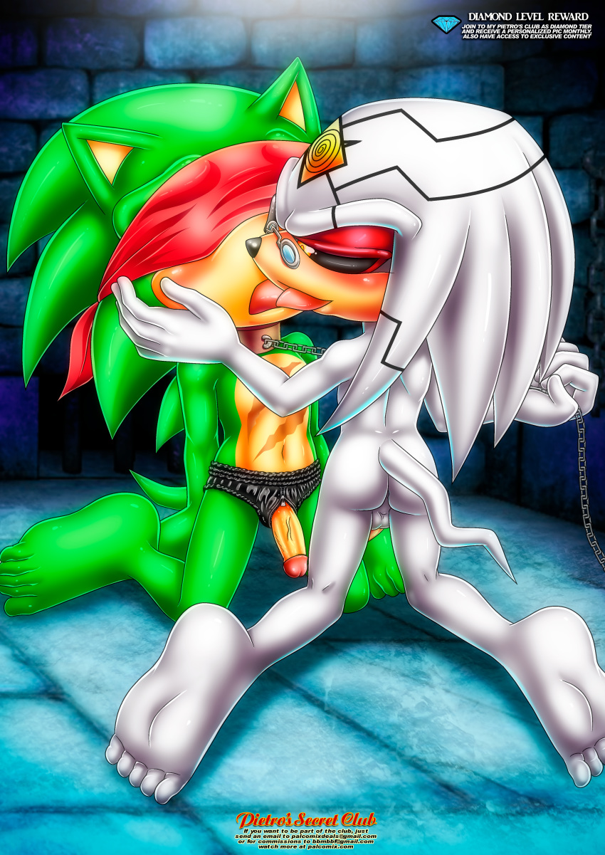 archie_comics ass bbmbbf bdsm blindfold chain collar dr._finitevus echidna finitevus green_fur leather male_only mobius_unleashed palcomix pietro's_secret_club scourge_the_hedgehog sega sonic_(series) sonic_the_hedgehog_(series) white_fur yaoi