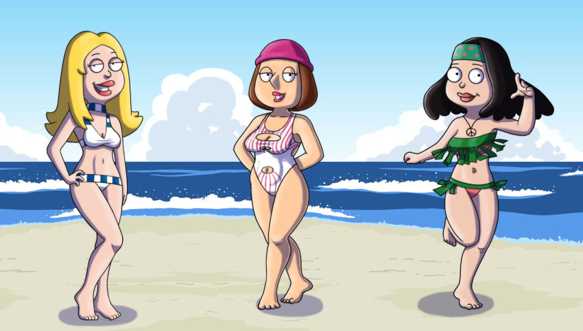 american_dad bikini chesty_larue cl_artist crossover family_guy francine_smith hayley_smith meg_griffin swimsuits