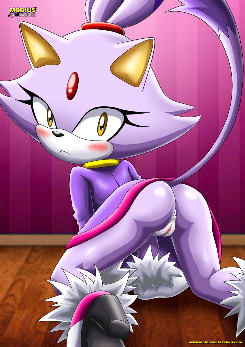 1girl anus ass bbmbbf blaze_the_cat blush cat_ears cute feline furry looking_at_viewer looking_back mobius_unleashed palcomix pussy sega sonic_(series) sonic_the_hedgehog_(series) tail yellow_eyes