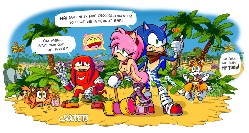 1girl amy_rose anthro badger breasts canine cum cum_inside dialogue echidna english_text erection escopeto fox furry group hedgehog knuckles_the_echidna male mammal miles_"tails"_prower monotreme mustelid penetration penis sega sex sonic_boom sonic_the_hedgehog sticks_the_jungle_badger text