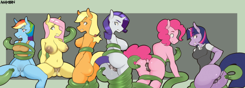 2016 6girls antelon anthro anthrofied anus applejack areola ass big_breasts blonde_hair bottomless breasts clothed clothing dock earth_pony equine female female_only fluttershy friendship_is_magic furry group hair horn horse imminent_sex long_hair mammal multicolored_hair my_little_pony navel nipples nude pink_hair pinkie_pie pony purple_hair pussy rainbow_dash rainbow_hair rarity restrained sweat tentacle twilight_sparkle unicorn