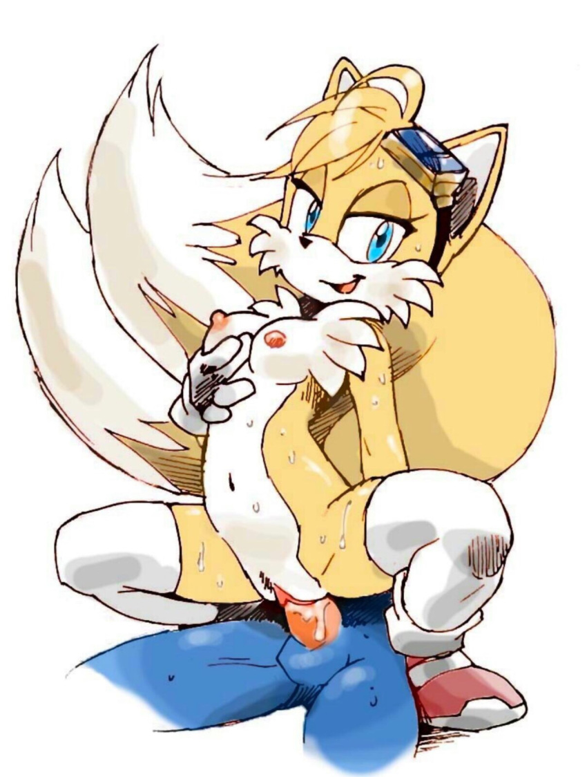 artist_request breasts cum erect erection fox genderswap girl_on_top glasses goggles goggles_on_head hedgehog hetero male/female miles_"tails"_prower millie_tailsko multiple_tails penis pussy reverse_cowgirl_position rule_63 sonic sonic_(series) sonic_the_hedgehog sweat tail vaginal vaginal_penetration