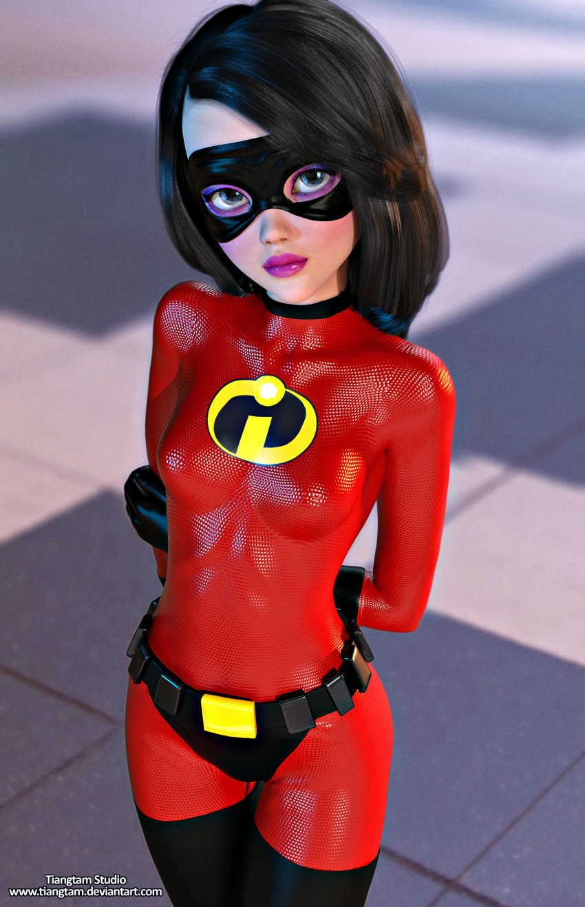 belt boots breasts gloves solo the_incredibles tiangtam_(artist) violet_parr