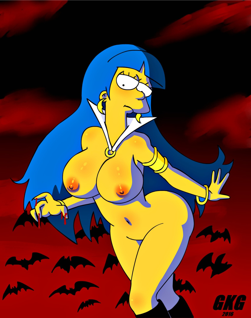 big_breasts blue_hair boots breasts gkg hair marge_simpson nude the_simpsons