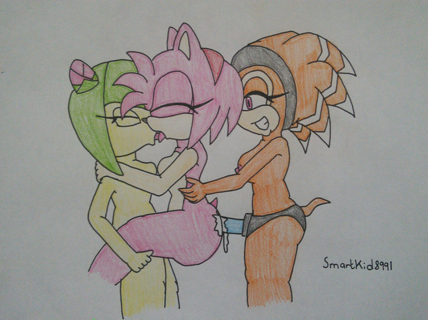 3girls amy_rose cosmo_the_seedrian sega sex_toy shade_the_echidna sonic_(series) vaginal_penetration