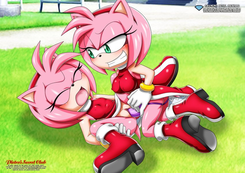 2girls amy_rose bbmbbf clone full_body mobius_unleashed nipples palcomix pietro's_secret_club sega sex_toy sonic_(series) sonic_the_hedgehog_(series) vaginal_penetration