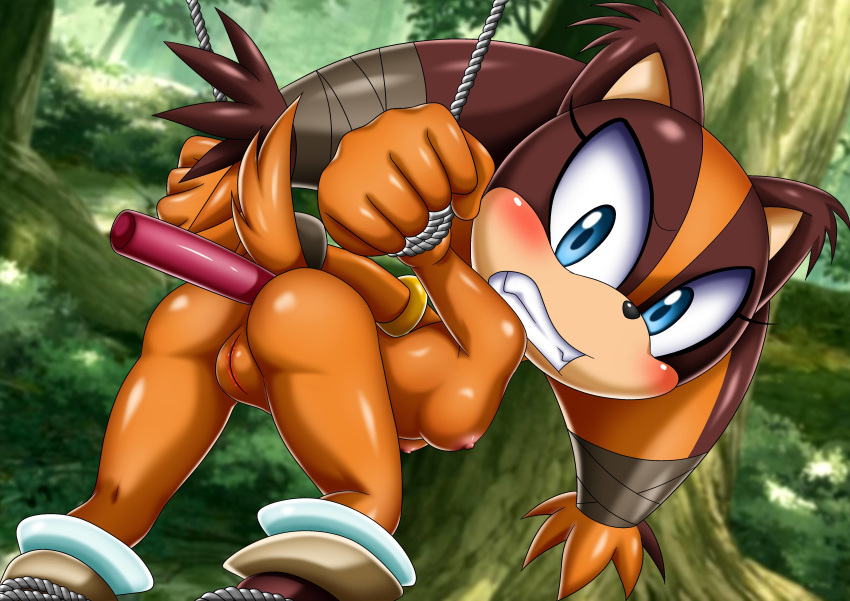 1girl ass mobius_unleashed nipples nude palcomix sega sex_toy sonic_(series) sonic_boom sonic_the_hedgehog_(series) sticks_the_jungle_badger