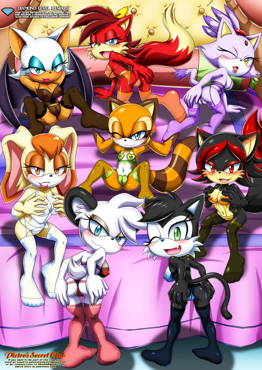 8girls all_fours archie_comics ass barby_koala bbmbbf blaze_the_cat fiona_fox full_body hershey_the_cat marine_the_raccoon mobius_unleashed nipples palcomix pietro's_secret_club pussy rouge_the_bat sega siona_the_hedgefox sonic_(series) sonic_the_hedgehog_(series) vanilla_the_rabbit