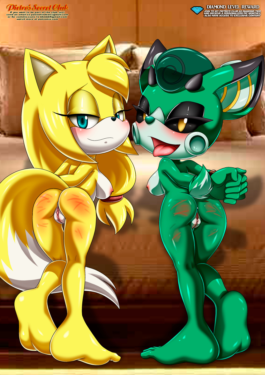 2_girls 2girls archie_comics ass bbmbbf cassia_the_pronghorn female_only full_body mobius_unleashed nipples palcomix pietro's_secret_club pussy sega sonic sonic's_guide_to_spanking sonic_(series) sonic_boom sonic_the_hedgehog_(series) vagina zooey_the_fox