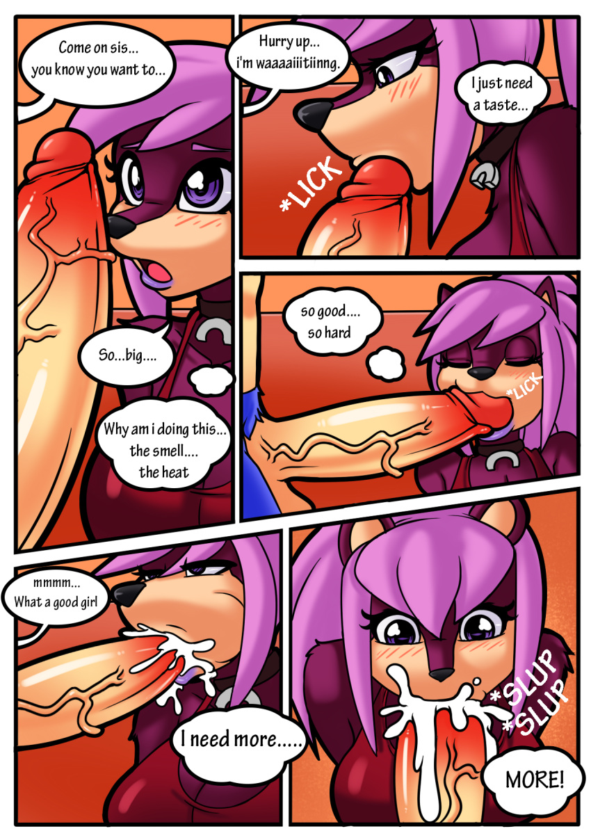 1girl anthro big_breasts big_penis blush breasts brother_and_sister closed_eyes clothed clothing comic cum cum_in_mouth cum_inside dialogue digital_media_(artwork) dreamcastzx1 duo erection fellatio furry hair hedgehog huge_penis incest joykill male male/female mammal nude open_mouth oral penis pink_hair sega sex solo_focus sonia_the_hedgehog sonic_the_hedgehog sonic_underground testicles text video_games