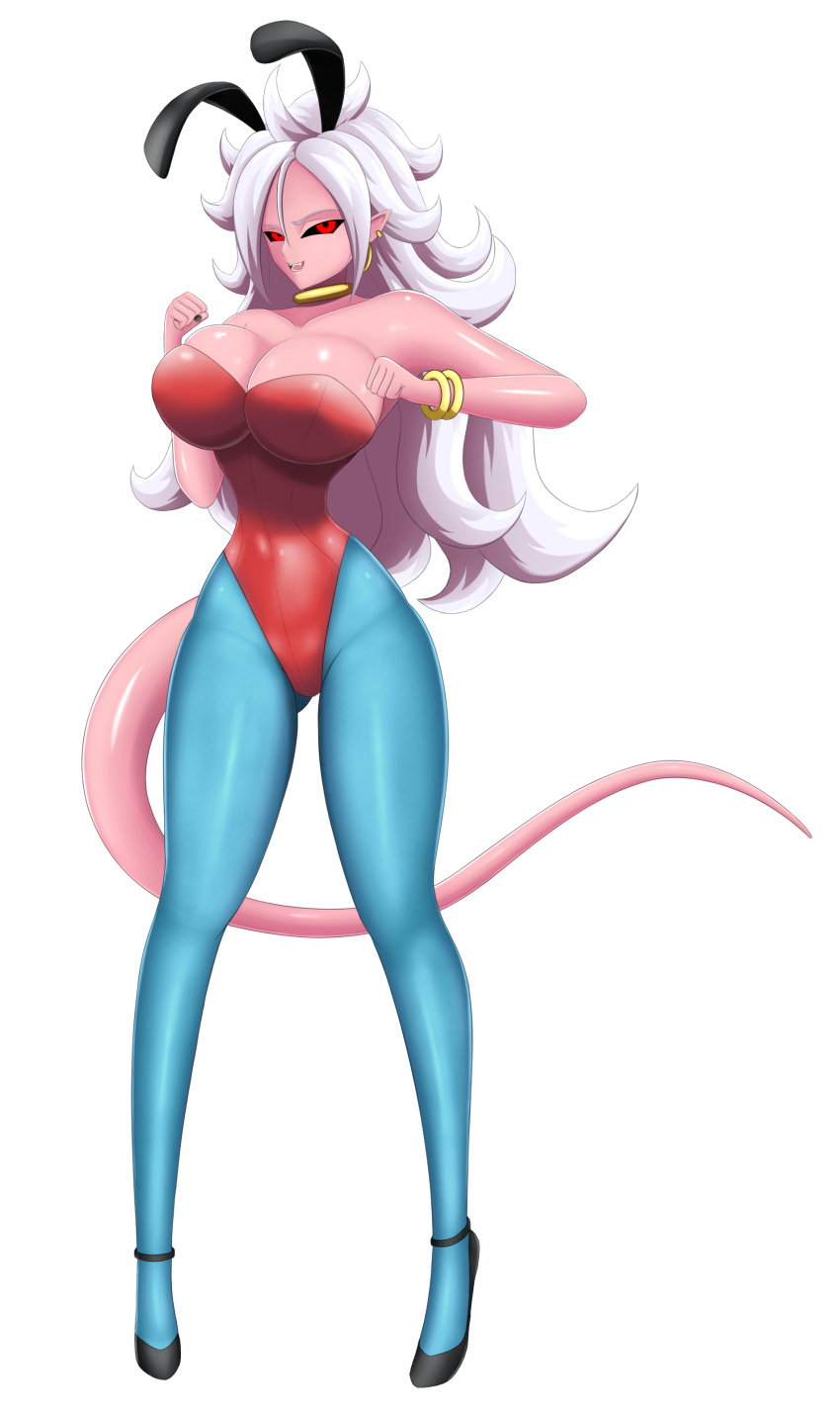 android android_21 big_breasts breasts bunny_ears bunny_girl bunnysuit cleavage dragon_ball dragon_ball_fighterz dragon_ball_super dragon_ball_z female majin majin_android_21 oppaicannon solo