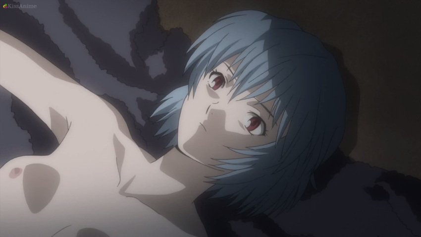 anime blue_hair breasts ecchi kissanime laying_down neon_genesis_evangelion nipples nude rei_ayanami screenshot