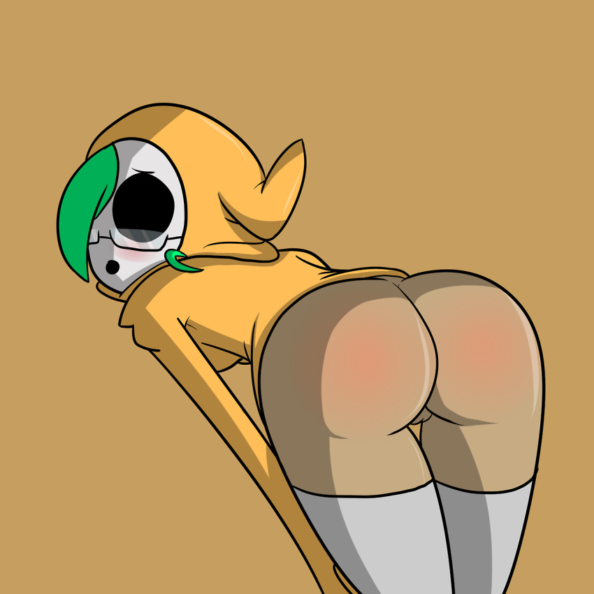 ass big_ass big_breasts bottomless breasts genderswap glasses looking_at_viewer looking_back mask pussy shy_gal shy_guy super_mario_bros. tease
