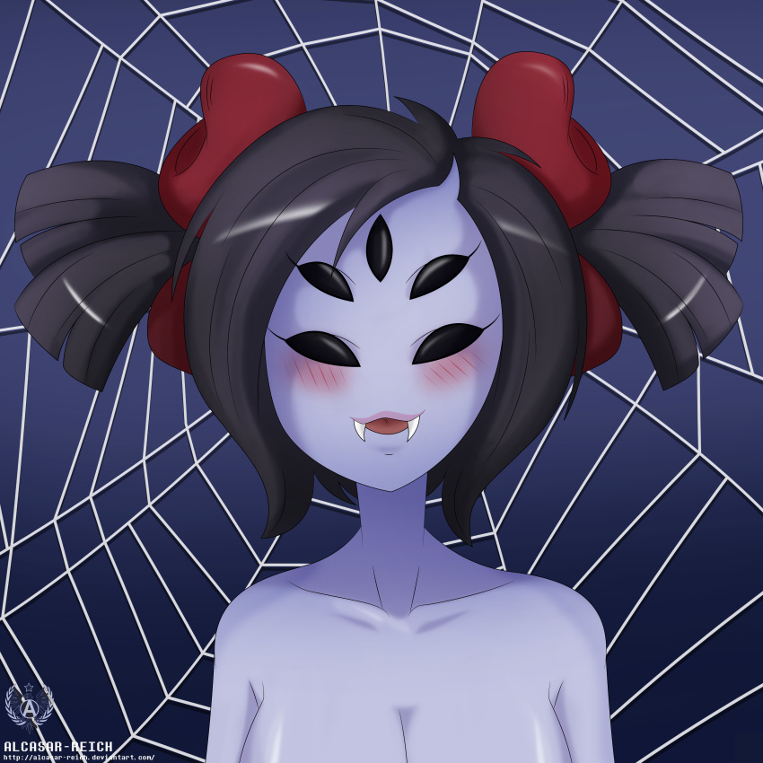 alcasar-reich alcasar-reich_(artist) big_breasts breasts cleavage monster_girl muffet multiple_eyes nude spider_girl undertale
