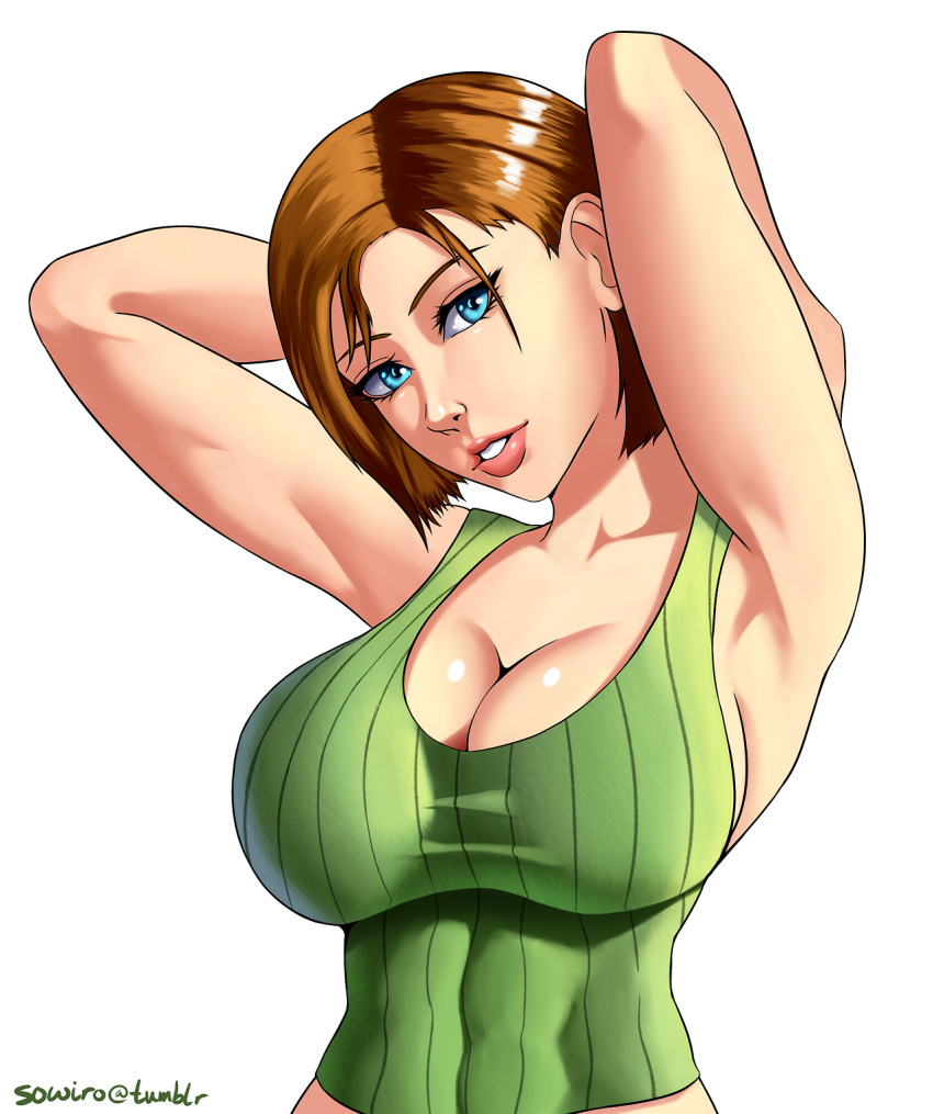 big_breasts breasts cleavage jill_valentine resident_evil resident_evil_3 sowilo