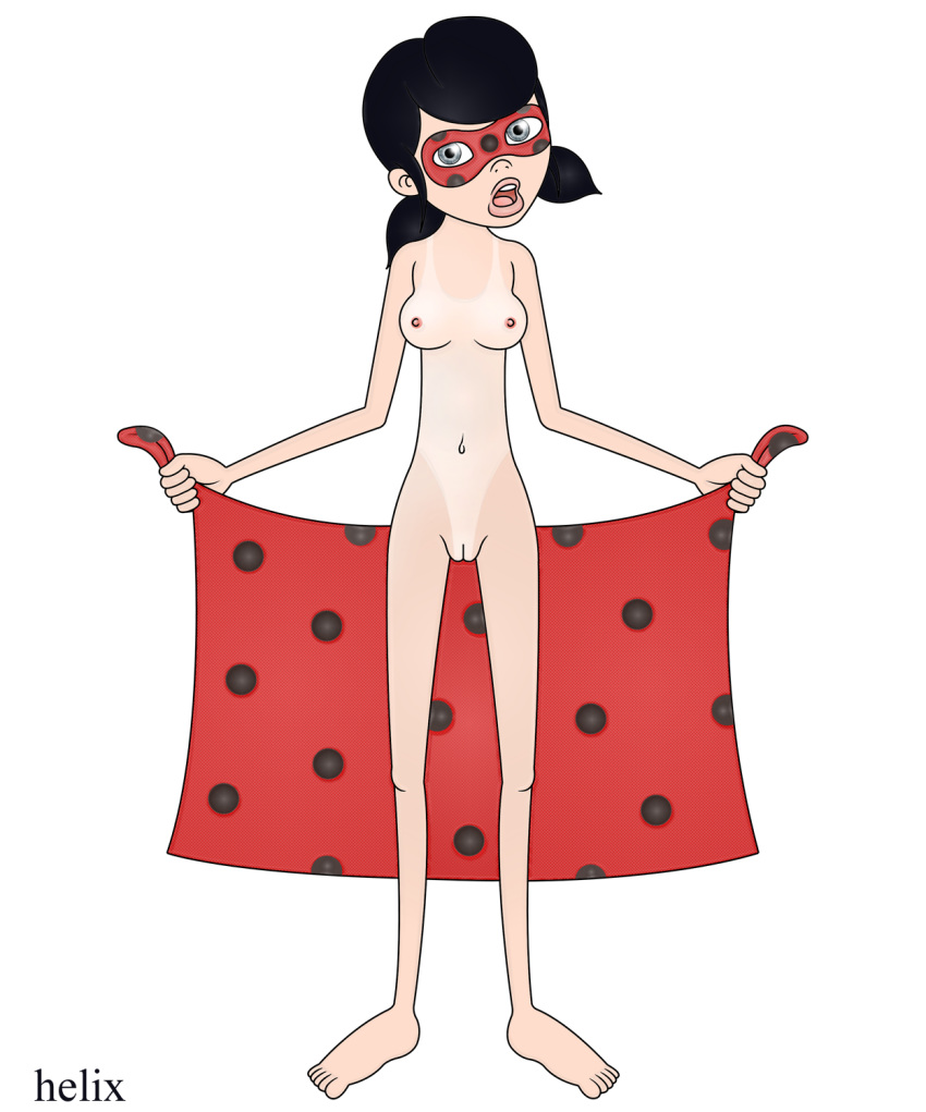 1girl alternate_version_available female_only helix marinette_cheng miraculous_ladybug nude nude_female solo_female tagme tan_line white_background