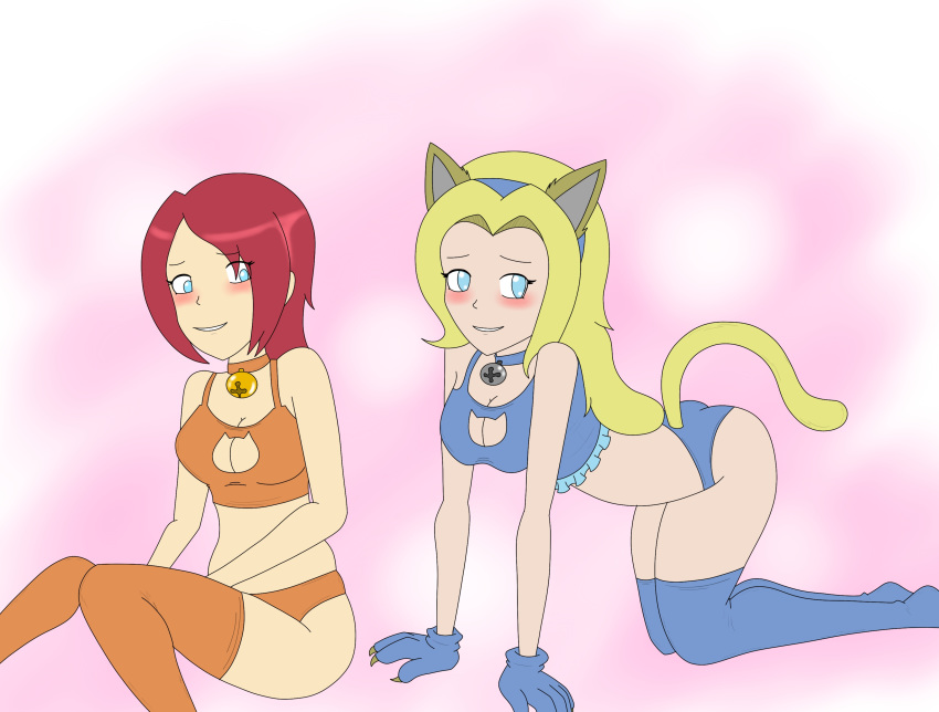 allengutairhero ass big_ass big_breasts blue_eyes breasts cat_ears cat_girl cat_tail cleavage green_eyes maria_robotnik princess_elise red_hair sonic_(series) tail tease yellow_hair