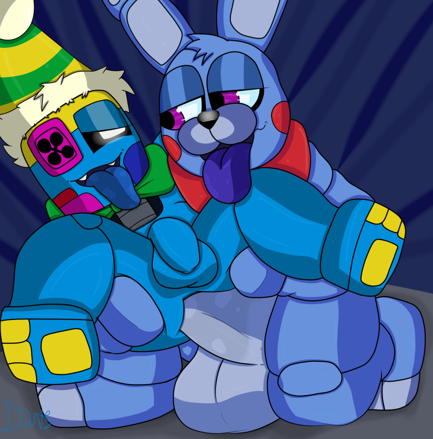 2boys anal anal_sex anthro anthro_on_anthro anus ass blue_skin bowtie button_eyes canon_x_oc duo eyelashes five_nights_at_freddy's flaccid furry genitals grabbing_legs half-closed_eyes humanoid_penis lagomorph looking_pleasured male/male male_penetrated male_penetrating_male open_mouth original_character party_hat penetration penis plushtrapboyuwu puppet_bonnie_(fnafsl) purple_eyes rabbit saliva simple_background sister_location spread_legs tick_thighs tongue tongue_out uncut video_games wide_hips yaoi yaoi