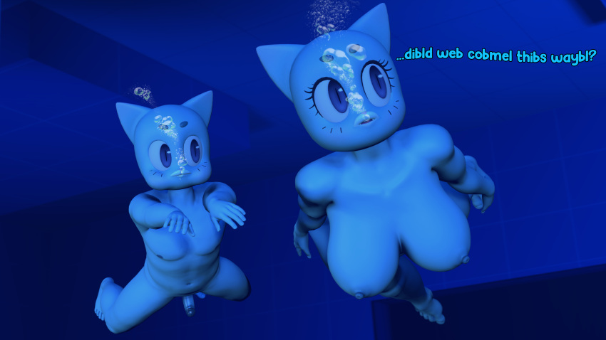 1boy 1girl 3d 3d_(artwork) age_difference anthro barefoot big_breasts breasts cartoon_network cub daemont92 feet feline female freediving gumball_watterson male male/female milf mother_&amp;_son nicole_watterson nipples nude penis peril skinny_dipping son source_filmmaker swimming tagme the_amazing_world_of_gumball thick_thighs underwater voluptuous