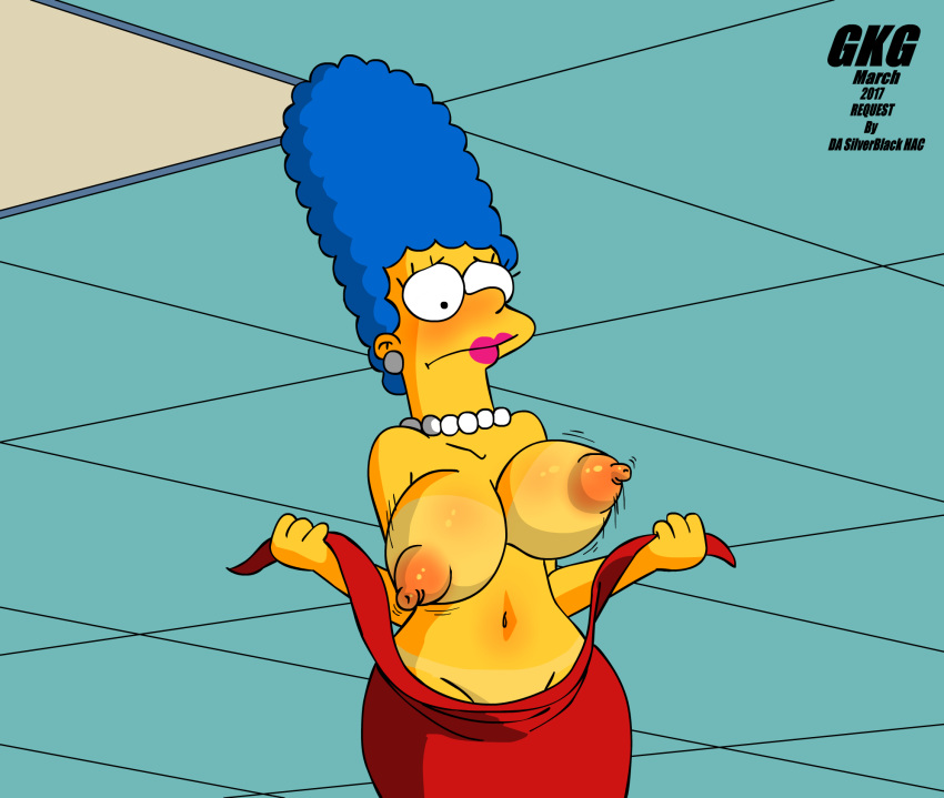 big_breasts dress flashing gkg marge_simpson nipples the_simpsons