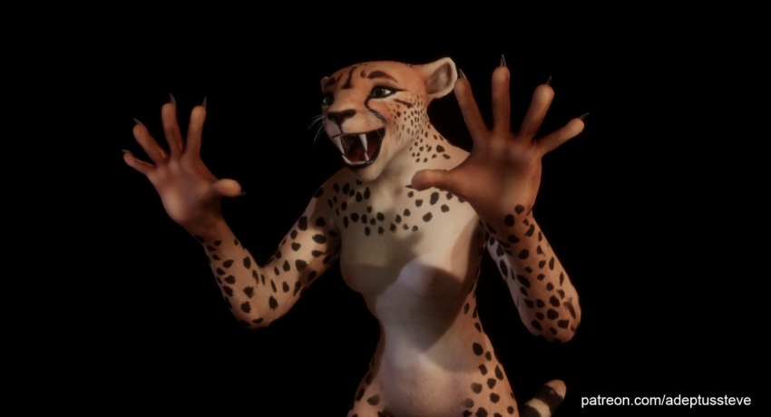 1girl cheetah claws fangs smile spots zuri zuri_(wild_life)