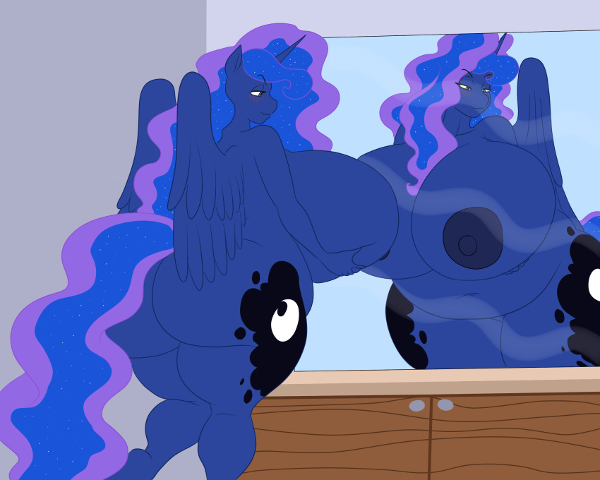 1girl anthro ass big_ass big_breasts breasts equine friendship_is_magic furry horn huge_ass huge_breasts mammal marauder6272 my_little_pony nipples overweight princess_luna_(mlp) winged_unicorn wings