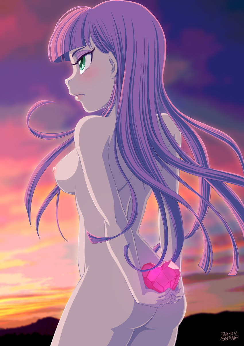 1_girl 1girl ass blush breast equestria_girls female female_only friendship_is_magic long_hair maud_pie maud_pie_(mlp) my_little_pony nude older older_female sideboob solo standing uotapo young_adult young_adult_female young_adult_woman