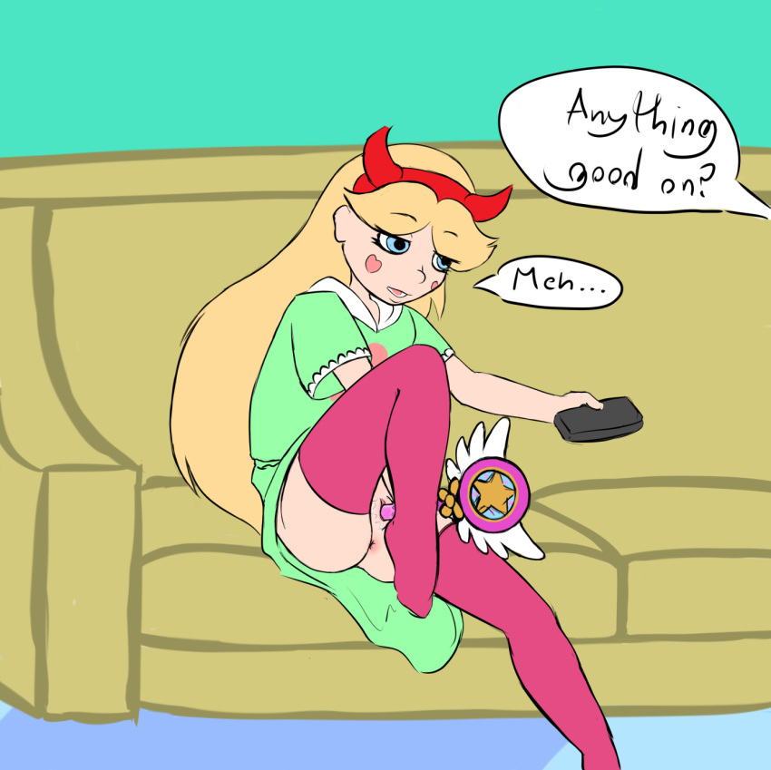 anus couch masturbate masturbating masturbation no_panties out_of_frame pussy star_butterfly star_vs_the_forces_of_evil stockings wand