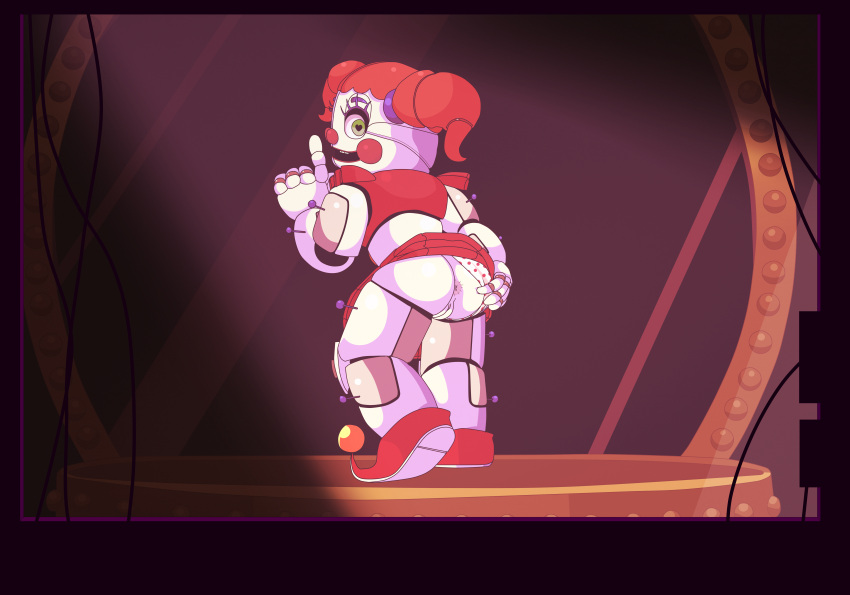 1girl ass circus_baby eggshoppe five_nights_at_freddy's five_nights_at_freddy's:_sister_location half-dressed heart-shaped_pupils panties_aside pussy robot shirukawaboulevard sister_location