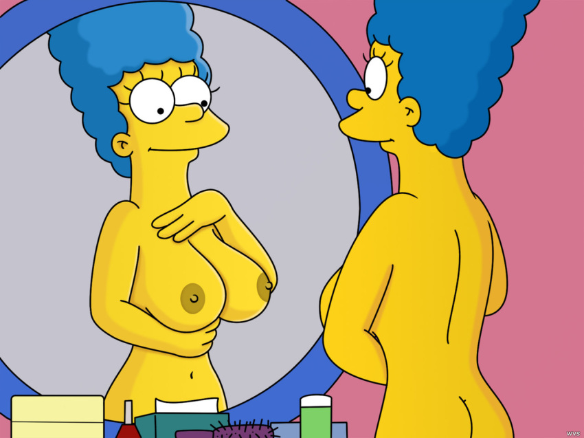 big_breasts gp375 marge_simpson milf mirror the_simpsons topless
