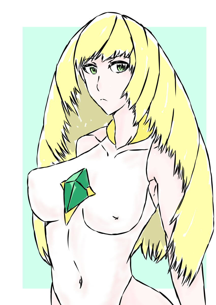 aether_foundation artist_request big_breasts covered_nipples looking_at_viewer lusamine milf nipples pokemon pokemon_sm porkyman