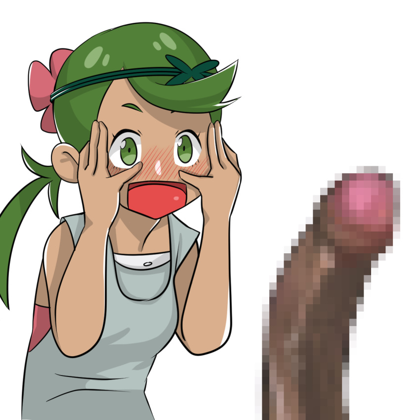 /\/\/\ blush censored mallow mallow_(pokemon) mao_(pokemon) nemimini nose_blush penis pokemon pokemon_sm shocked surprised