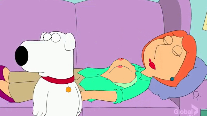 breasts brian_griffin family_guy lois_griffin nipples sleeping topless