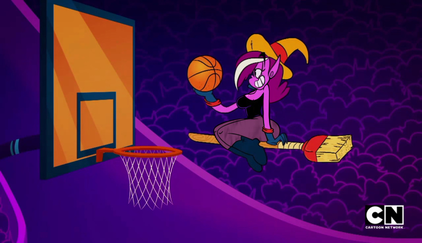 basketball broomstick lingerie mighty_magiswords pink_skin purple_hair witchy_simone