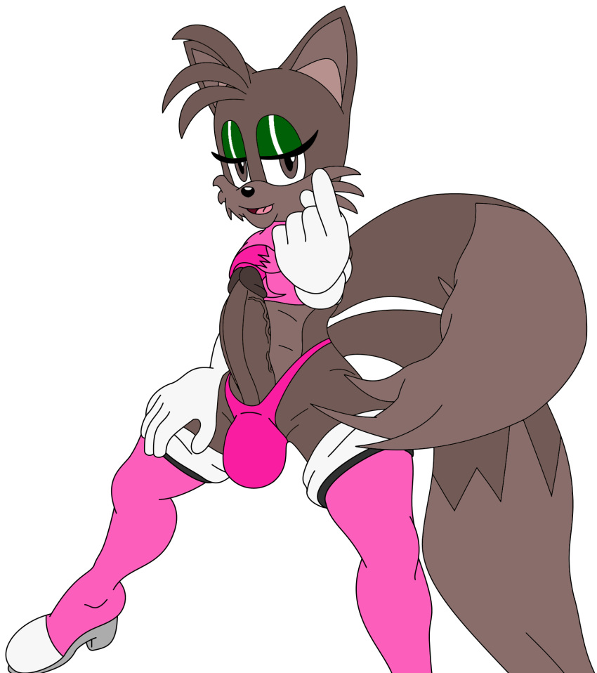 1girl anthro brown_skin darksorm erection male miles_"tails"_prower penis