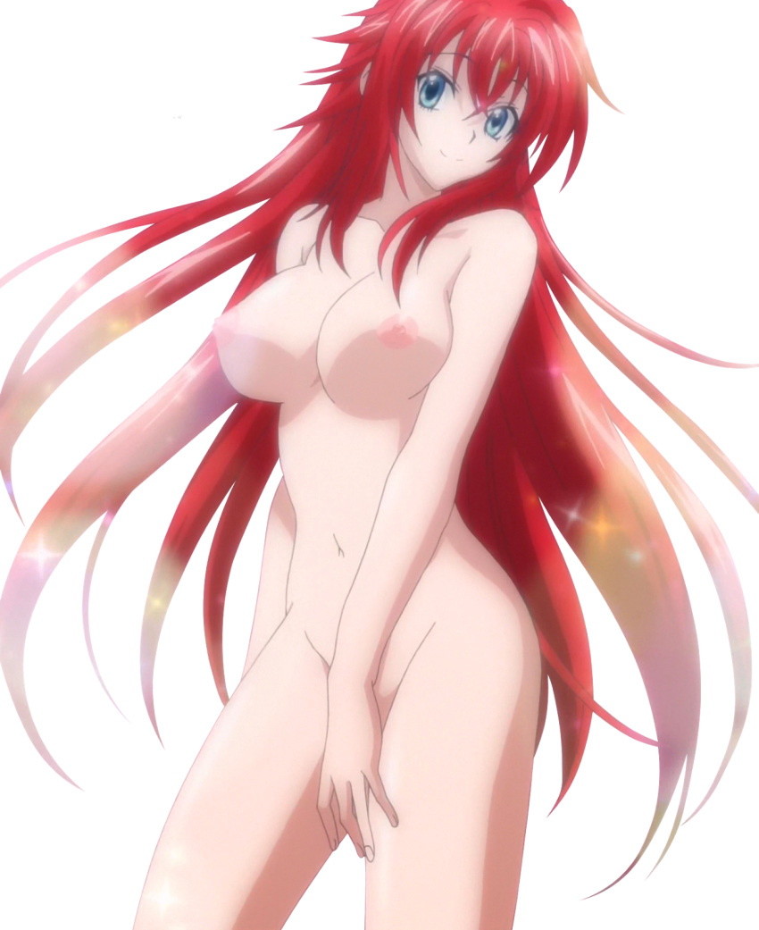 1girl alluring big_breasts breasts completely_nude extraction high_resolution high_school_dxd high_school_dxd_new long_hair navel nipples nude red_hair render rias_gremory smile standing very_long_hair
