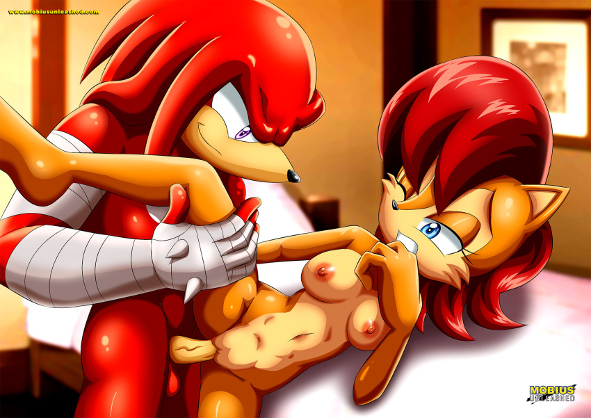 1girl 1male archie_comics bbmbbf knuckles_the_echidna mobius_unleashed palcomix sally_acorn sega sonic_(series) sonic_boom sonic_the_hedgehog_(series)
